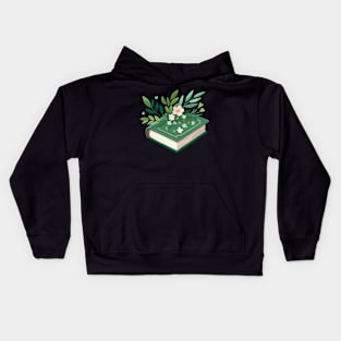 Green Floral Book Kids Hoodie